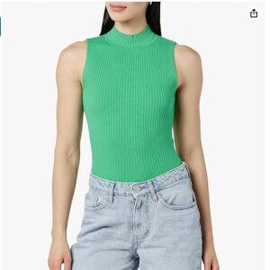 The Drop Women's Karolina Sleeveless Ribbed Mock-Neck Sweater Jade - Medium